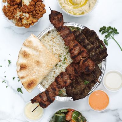 Kafta and Filet Mignon Kabob Dinner