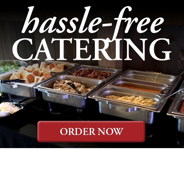 Hassle-Free Catering. Photo of catered buffet. Click here to order.