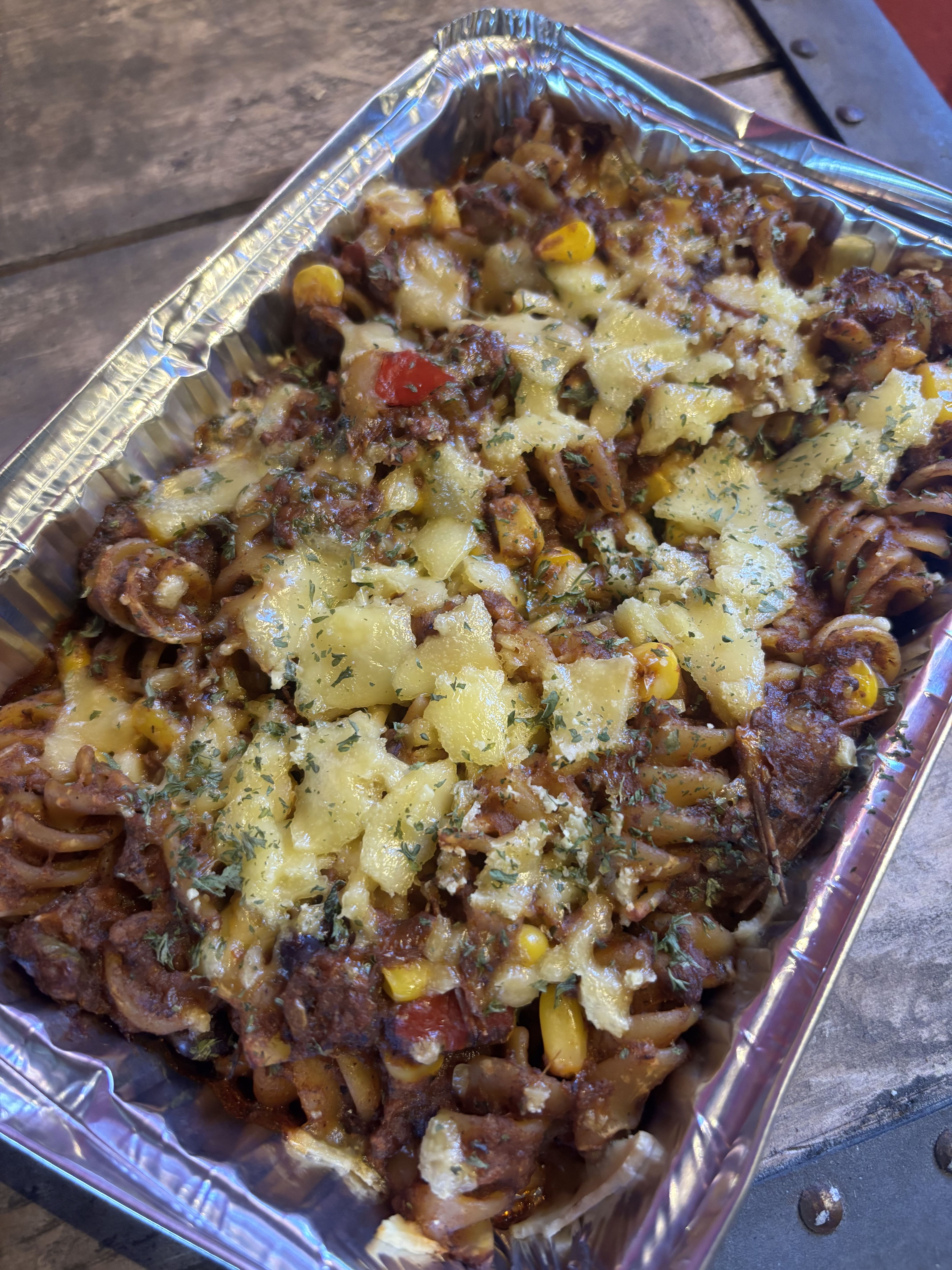 Vegan Baked Rotini Bolognese