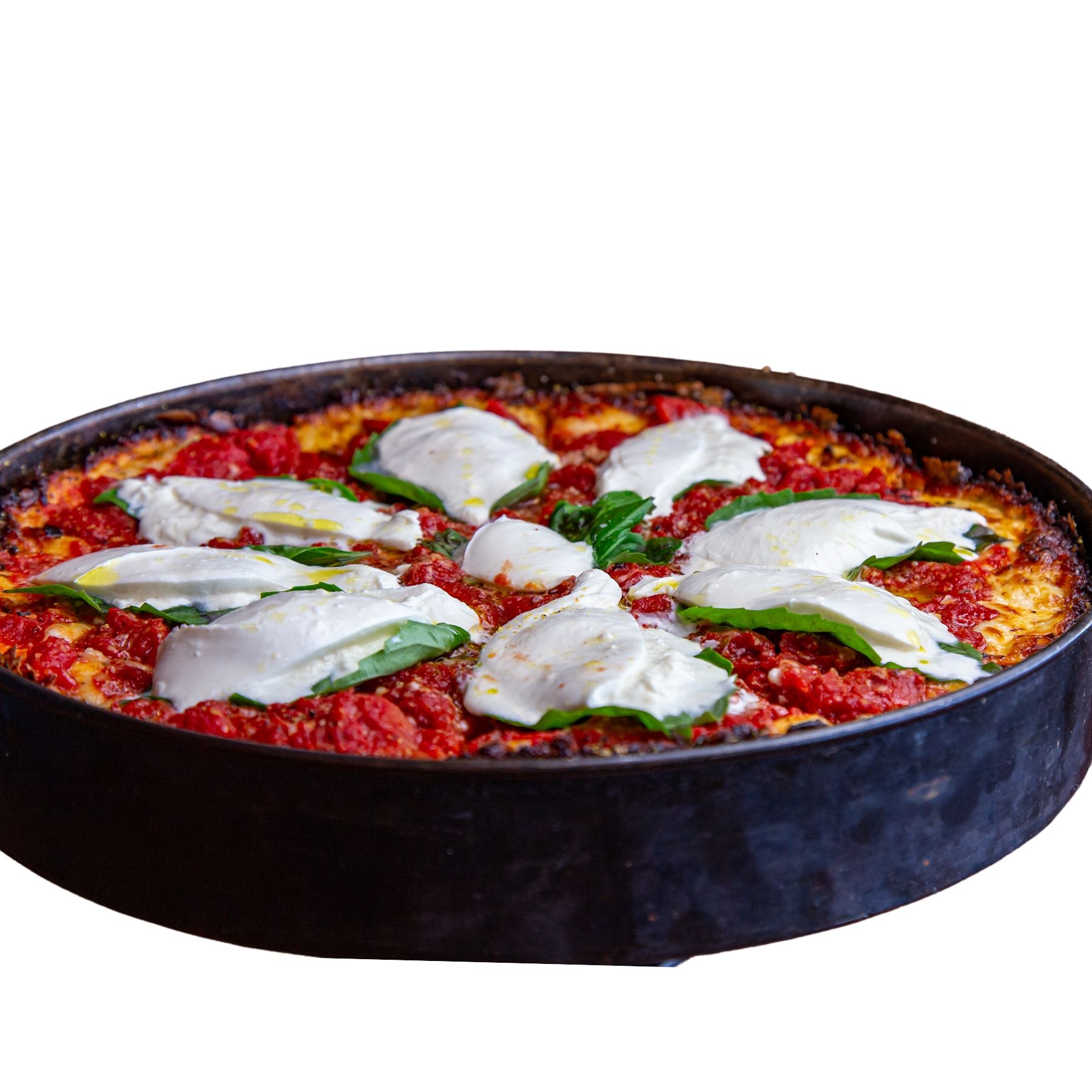 Chicago Style Deep Dish - Burrata & Basil