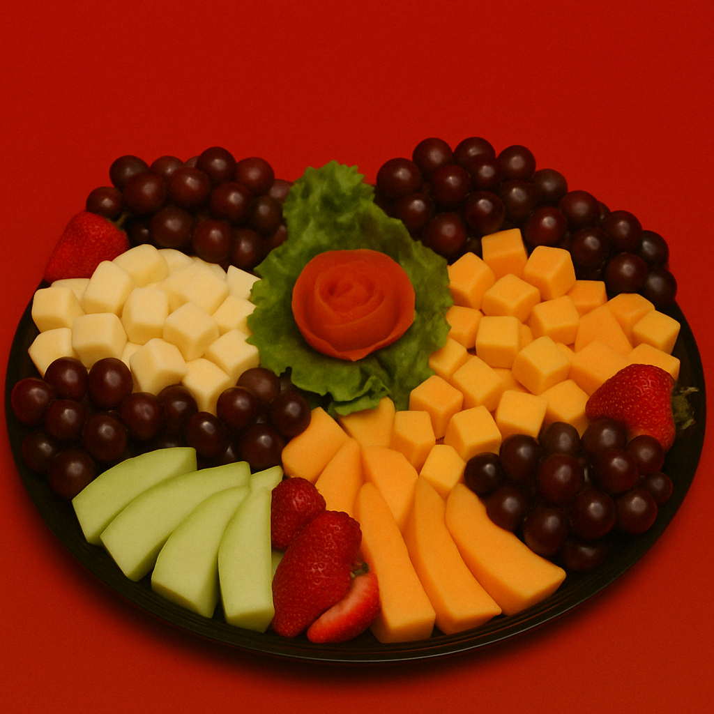 FRESH FRUIT & CHEESE PLATTER (ASSORTED FRUIT & CHEESE W/ CRACKERS)