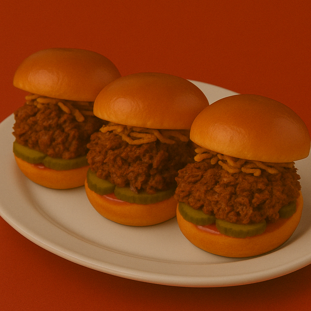 BRISKET SLIDERS (PICKLES, FRIED ONIONS, & BBQ SAUCE)