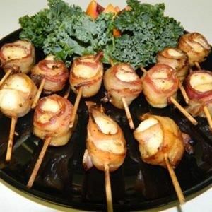 Bacon Wrapped Scallop Skewers