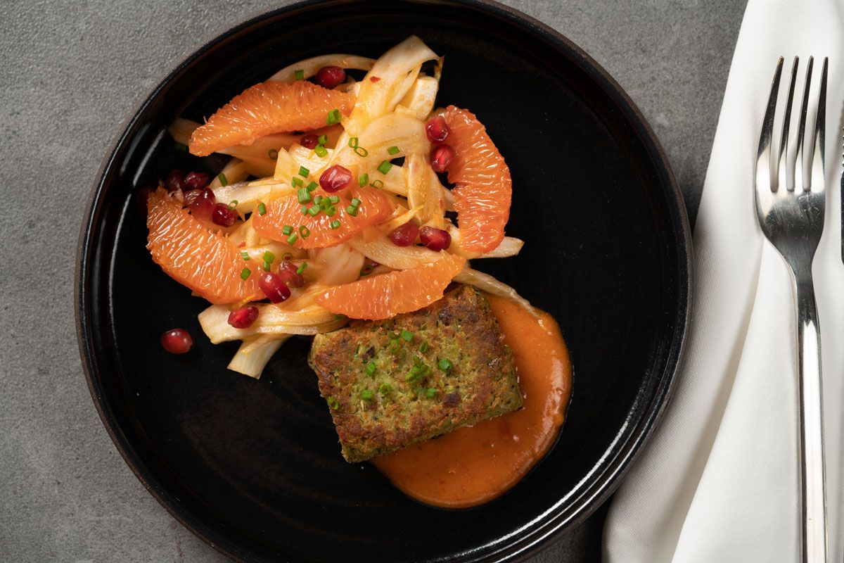 Edamame Chickpea Cake - Station Plate