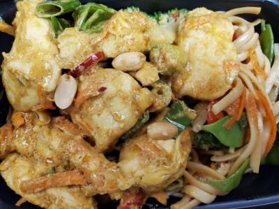 Individual Thai Peanut Chicken over Oriental Noodles